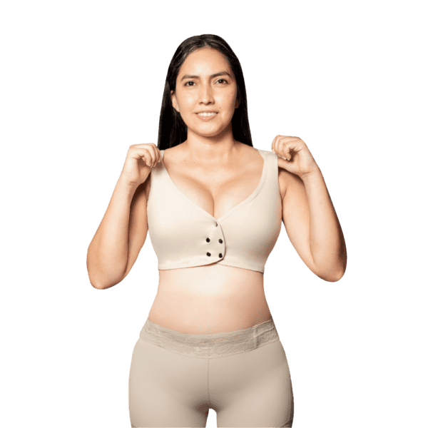 High - Compression Wide Strap Bra With Buttons